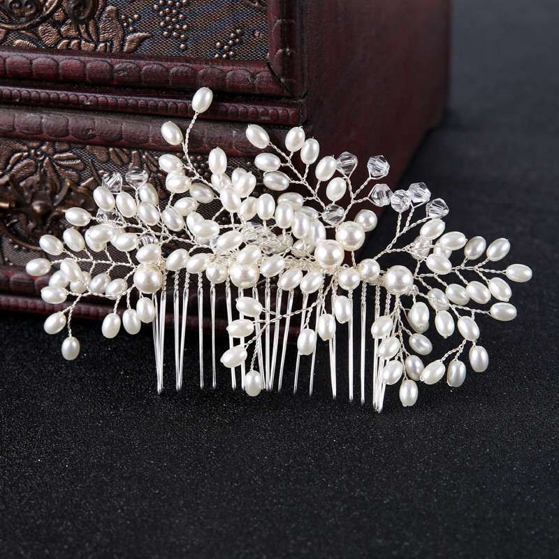 Pearl Flower Headband with Comb Bridal Hair Combs Jewellery Tiaras de Noiva Headpiece Hair Jewelry Women Wedding Accessories