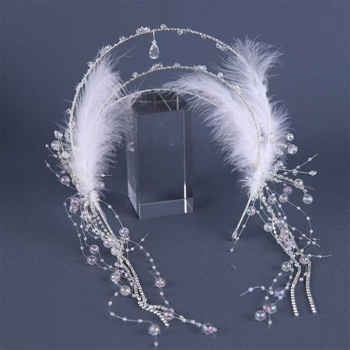 Tassel Fake Earrings Hairband Chinese Hanfu Hair Accessories Floral Tiaras Headband Travel Photography Fairy Hair Jewelry