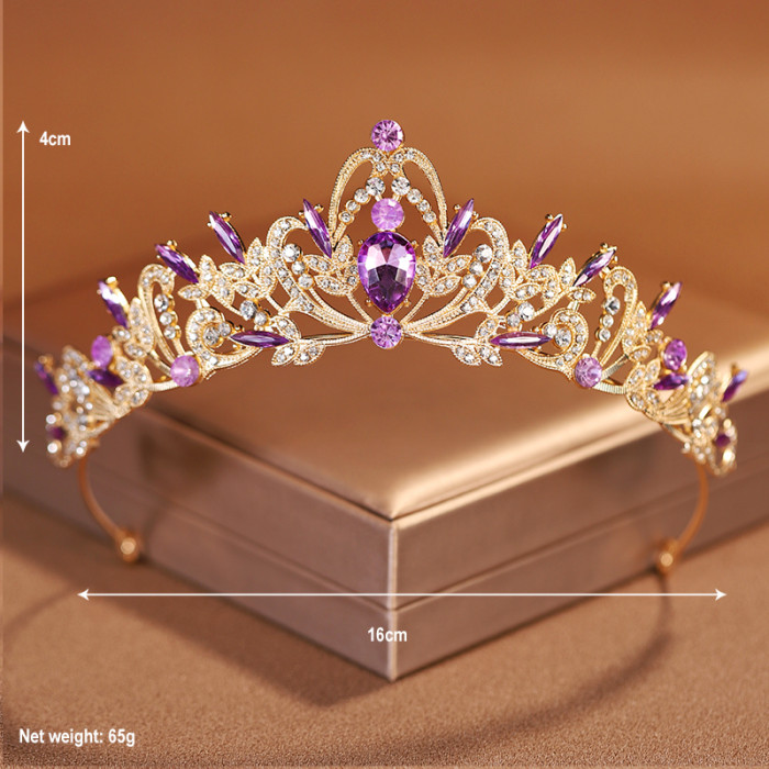 Bridal Headwear Gold-Colour Women's Classic Wedding Crown Girl Birthday Tiaras