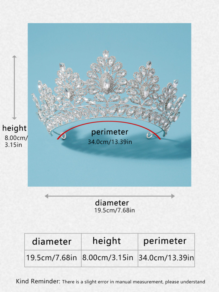 Bridal Headwear A Silver-colour  High End Wedding Crown Classic Tiaras