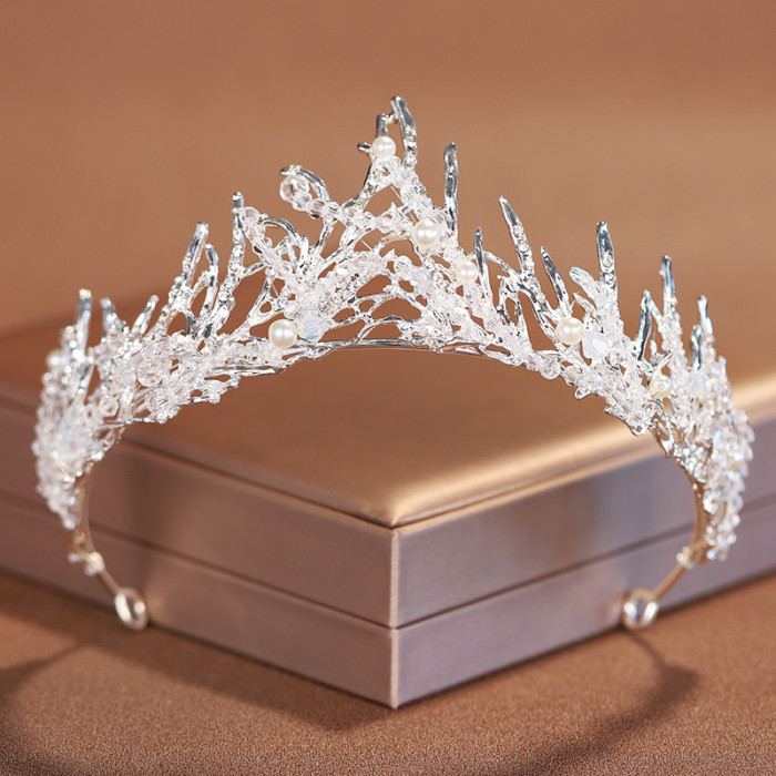 Trendy Silver Color Rhinestone Crystal Queen Big Crown Bridal Wedding Tiara Women Beauty pageant Bridal Hair Accessories Jewelry