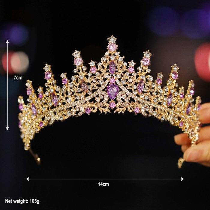 Bridal Headwear - A Golden Lady Fashion Wedding Crown, Rhinestone Classic Princess Tiaras