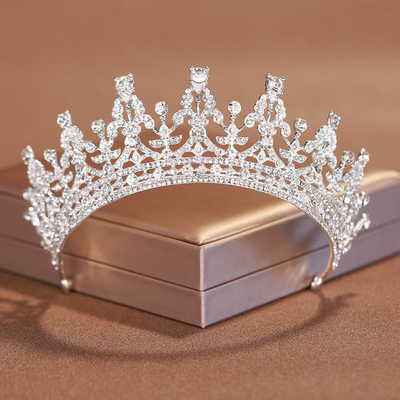 Trendy Silver Color Rhinestone Crystal Queen Big Crown Bridal Wedding Tiara Women Beauty pageant Bridal Hair Accessories Jewelry