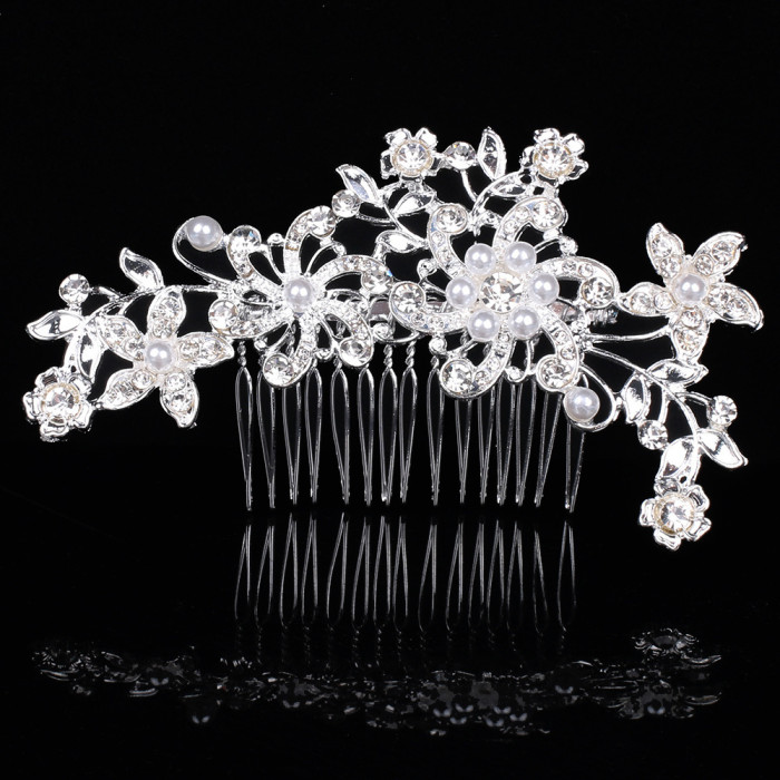 Pearl Flower Headband with Comb Bridal Hair Combs Jewellery Tiaras de Noiva Headpiece Hair Jewelry Women Wedding Accessories