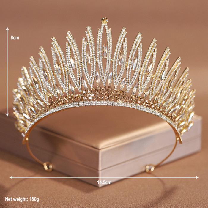 Trendy Silver Color Rhinestone Crystal Queen Big Crown Bridal Wedding Tiara Women Beauty pageant Bridal Hair Accessories Jewelry