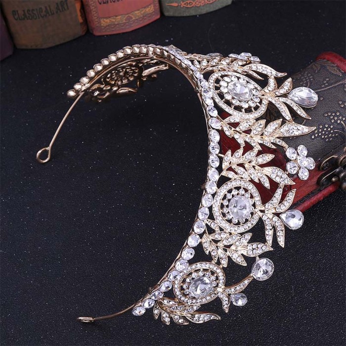 Water-Drop Crystal Rhinestone Large Bridal Tiaras and Crowns Headpiece Pageant Hair Jewelry Weddibg Hair Piece Accessories VL