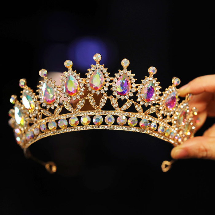 Bridal Headwear - A Golden Lady Fashion Wedding Crown, Rhinestone Classic Princess Tiaras