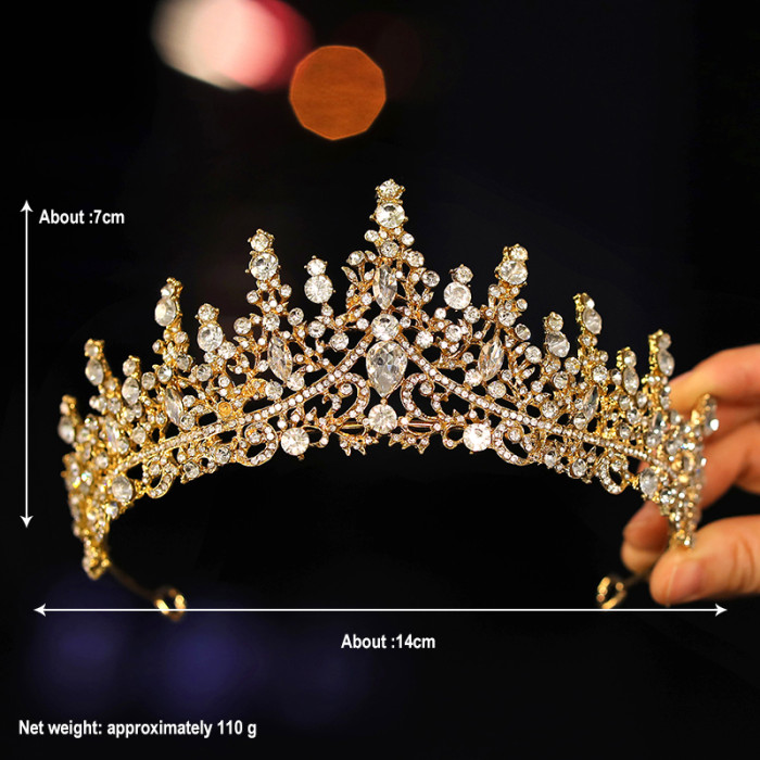 Bridal Headwear - A Golden Lady Fashion Wedding Crown, Rhinestone Classic Princess Tiaras