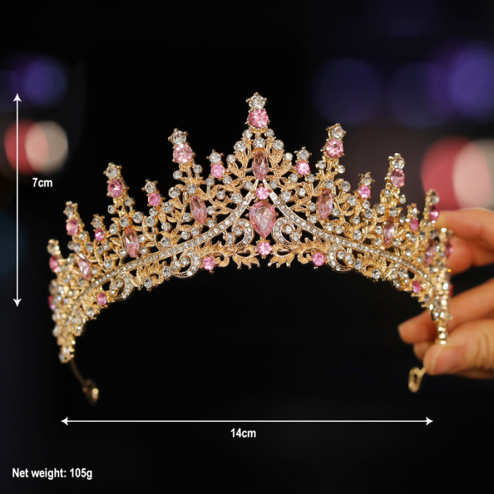 Bridal Headwear - A Golden Lady Fashion Wedding Crown, Rhinestone Classic Princess Tiaras