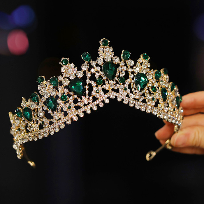 Bridal Headwear - A Golden Lady Fashion Wedding Crown, Rhinestone Classic Princess Tiaras