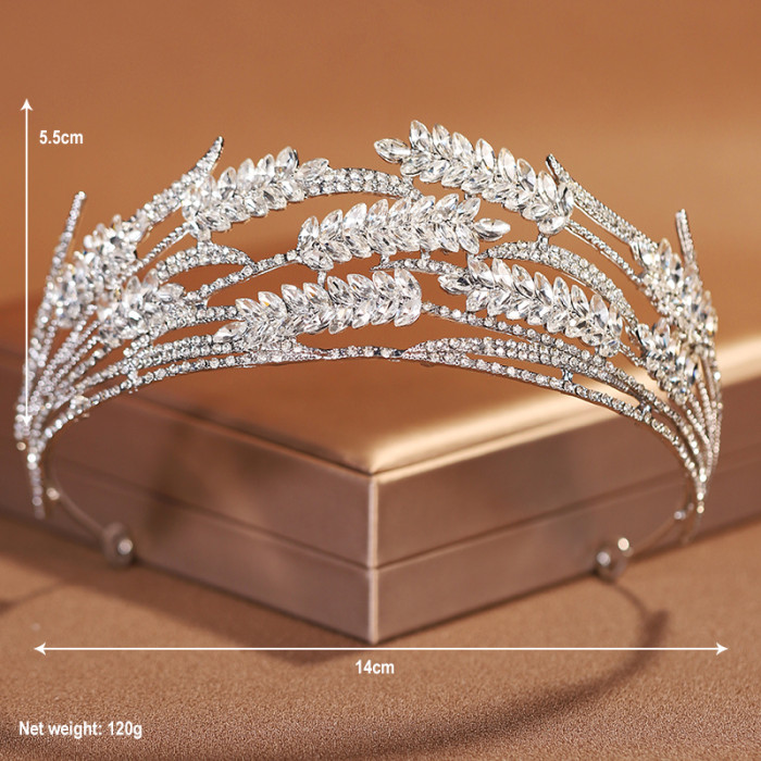 Trendy Silver Color Rhinestone Crystal Queen Big Crown Bridal Wedding Tiara Women Beauty pageant Bridal Hair Accessories Jewelry