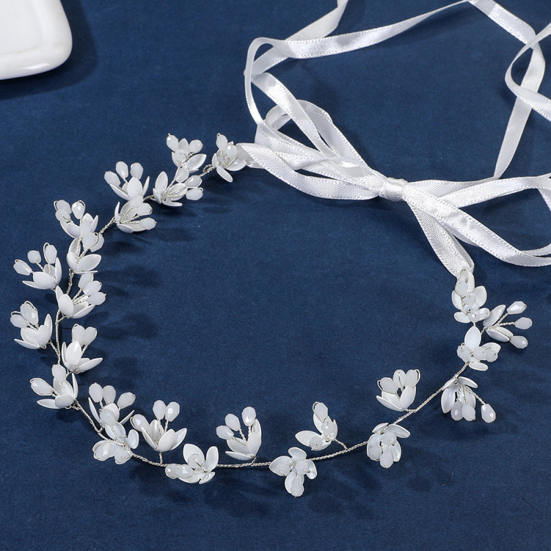 Shell Flower Hairbands Bridal Beads Soft Chain Headband Wedding Hair Accessories Lady Prom Hair Jewelry Simple Bride Bijoux