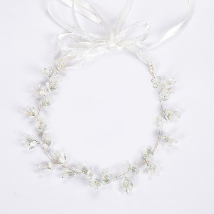 Shell Flower Hairbands Bridal Beads Soft Chain Headband Wedding Hair Accessories Lady Prom Hair Jewelry Simple Bride Bijoux