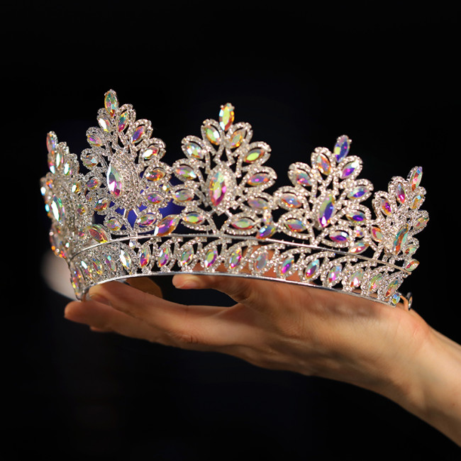 Bridal Headwear A Colorful Girl High end Wedding Crown Classic Tiaras