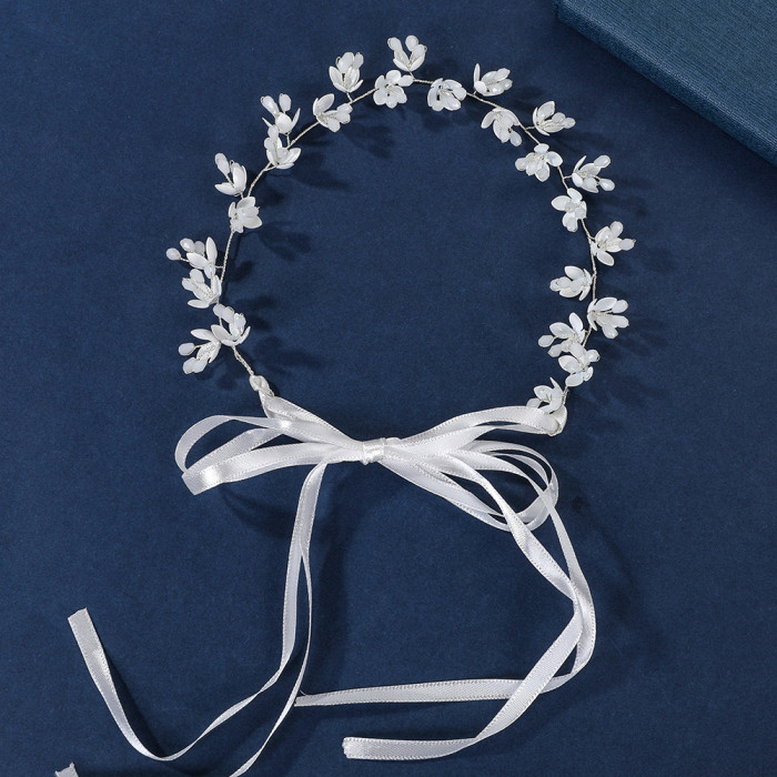 Shell Flower Hairbands Bridal Beads Soft Chain Headband Wedding Hair Accessories Lady Prom Hair Jewelry Simple Bride Bijoux