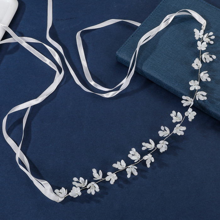 Shell Flower Hairbands Bridal Beads Soft Chain Headband Wedding Hair Accessories Lady Prom Hair Jewelry Simple Bride Bijoux