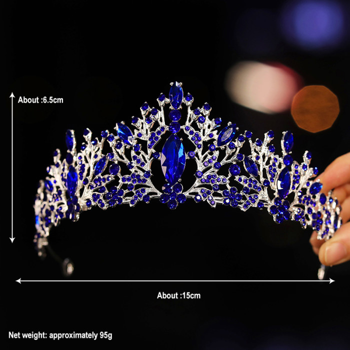 Bridal Headwear Blue-Colour Women's Fashion Party Crown Birthday Tiaras