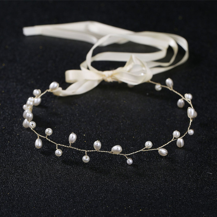 Shell Flower Hairbands Bridal Beads Soft Chain Headband Wedding Hair Accessories Lady Prom Hair Jewelry Simple Bride Bijoux