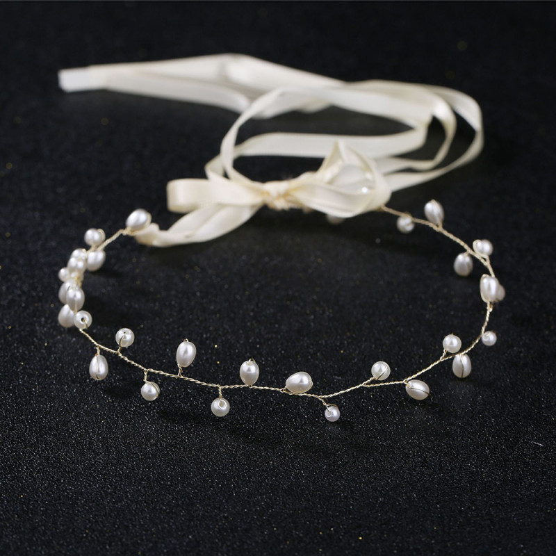 Shell Flower Hairbands Bridal Beads Soft Chain Headband Wedding Hair Accessories Lady Prom Hair Jewelry Simple Bride Bijoux