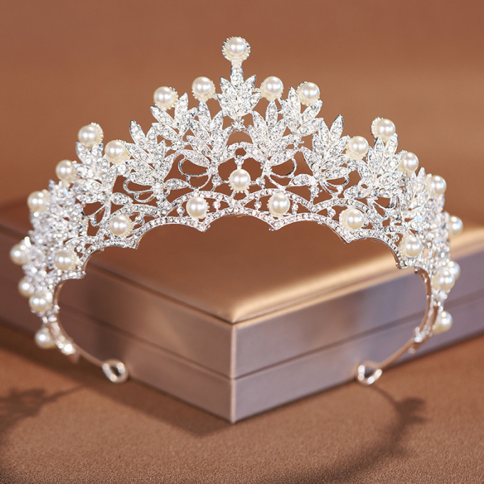 Trendy Silver Color Rhinestone Crystal Queen Big Crown Bridal Wedding Tiara Women Beauty pageant Bridal Hair Accessories Jewelry