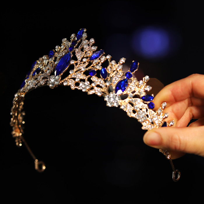 Bridal Headwear Blue-Colour Women's Fashion Party Crown Birthday Tiaras