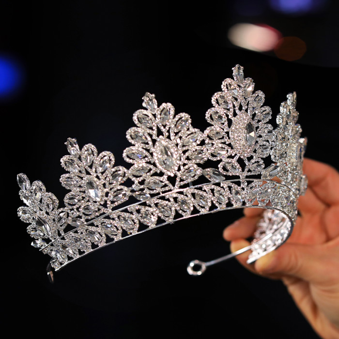 Bridal Headwear A Silver-colour  High End Wedding Crown Classic Tiaras
