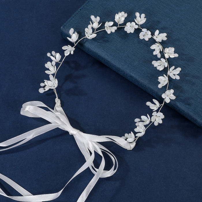 Shell Flower Hairbands Bridal Beads Soft Chain Headband Wedding Hair Accessories Lady Prom Hair Jewelry Simple Bride Bijoux
