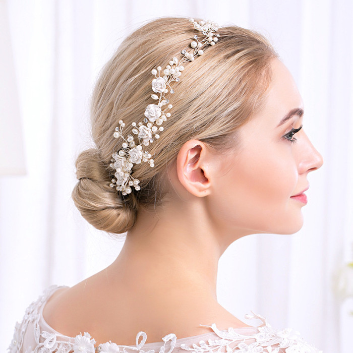 Pearl Flower Headband with Comb Bridal Hair Combs Jewellery Tiaras de Noiva Headpiece Hair Jewelry Women Wedding Accessories