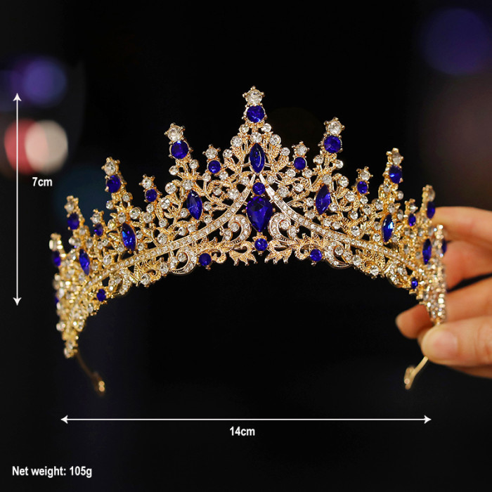 Bridal Headwear - A Golden Lady Fashion Wedding Crown, Rhinestone Classic Princess Tiaras