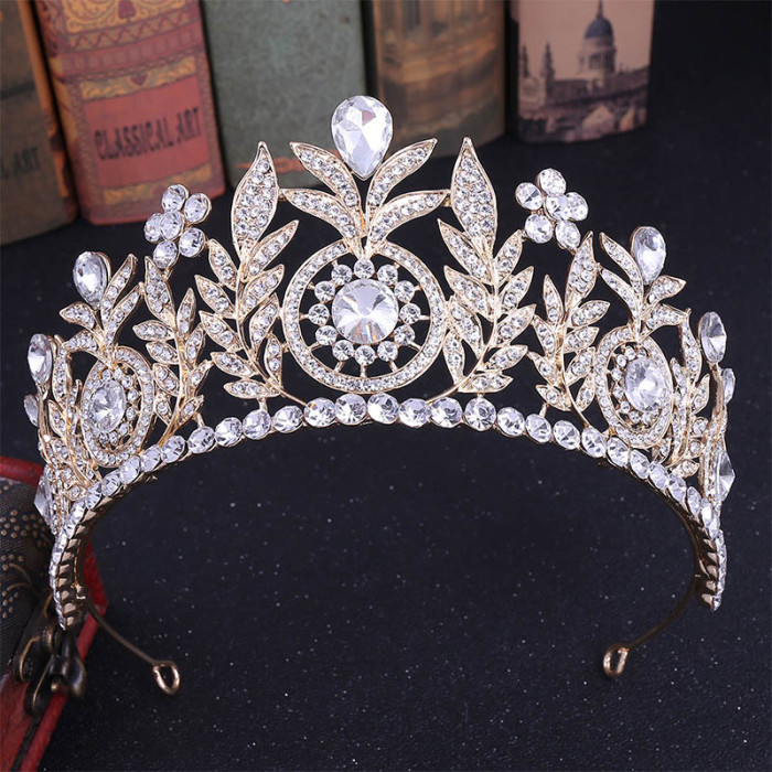 Water-Drop Crystal Rhinestone Large Bridal Tiaras and Crowns Headpiece Pageant Hair Jewelry Weddibg Hair Piece Accessories VL