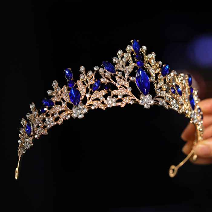 Bridal Headwear Blue-Colour Women's Fashion Party Crown Birthday Tiaras