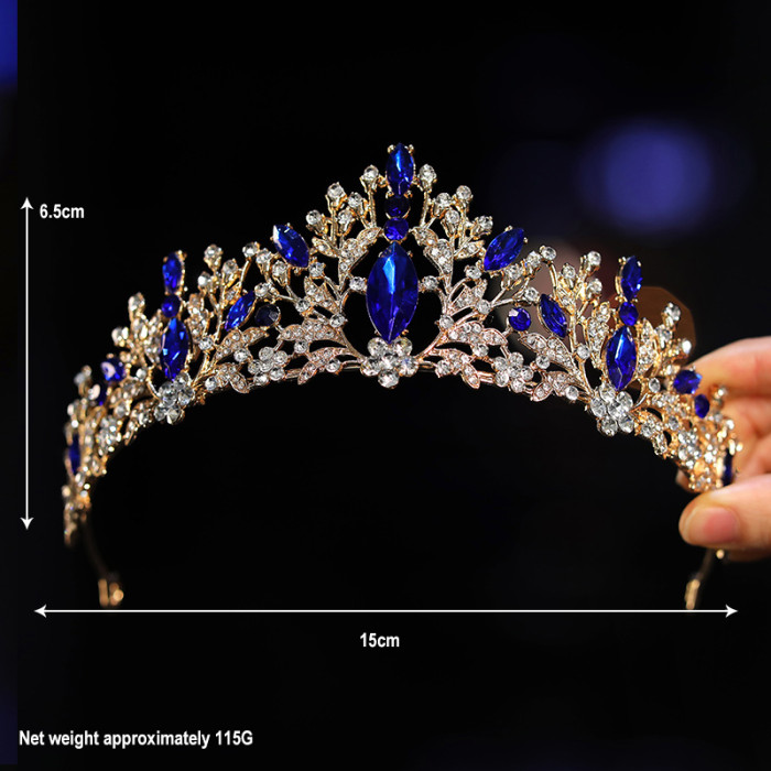 Bridal Headwear Blue-Colour Women's Fashion Party Crown Birthday Tiaras