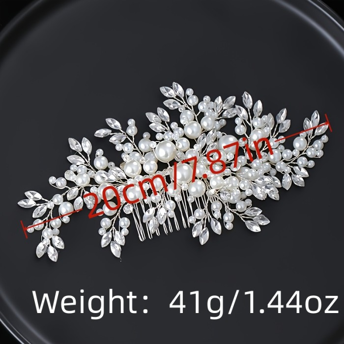 Luxurious Pearl Hair Comb Headband Rhinestone Pearl Hair Accessories For Women Wedding Accessories Tiara Headpiece
