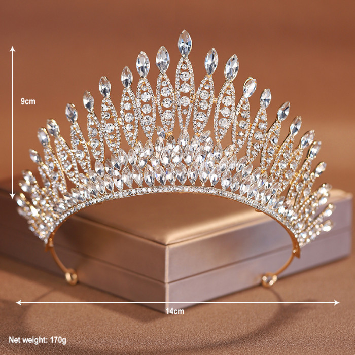 Trendy Silver Color Rhinestone Crystal Queen Big Crown Bridal Wedding Tiara Women Beauty pageant Bridal Hair Accessories Jewelry