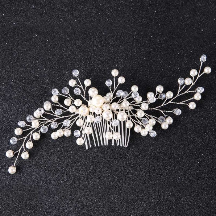 Pearl Flower Headband with Comb Bridal Hair Combs Jewellery Tiaras de Noiva Headpiece Hair Jewelry Women Wedding Accessories
