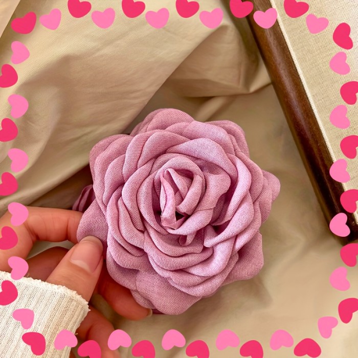 6pcs Large Rose Hair Claw Clips Set, Vintage Floral Design, Perfect for Casual Attire, Party, Beach Vacation, And Travel Styling