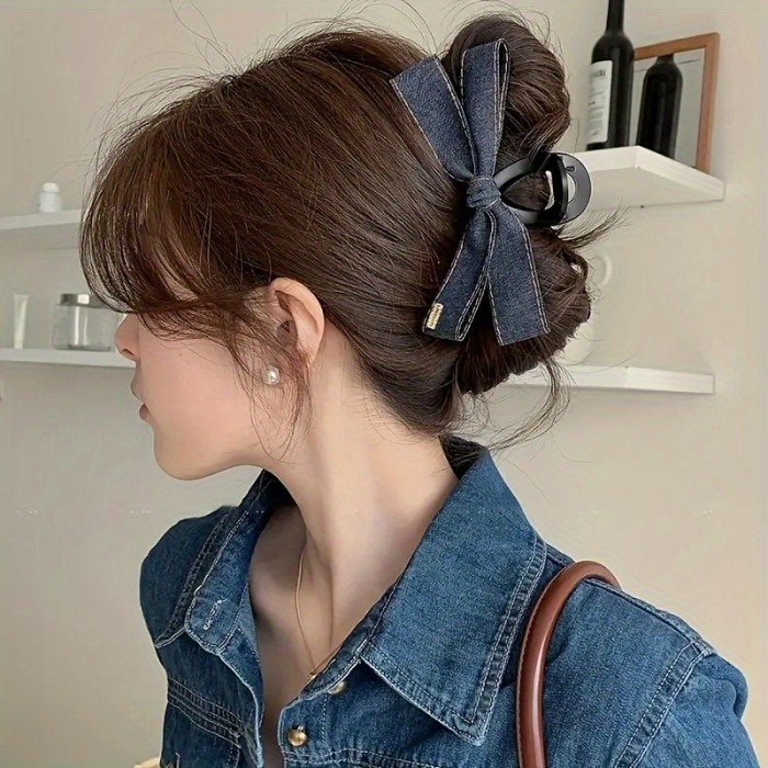 Elegant Bow Hair Clip - Women's Hairpin with Loop Design, Secure Hold for Updos, Ponytails, Braids - Perfect Birthday, Wedding, Mother's Day Gift - Classic Formal & Everyday Hairstyle Accessory