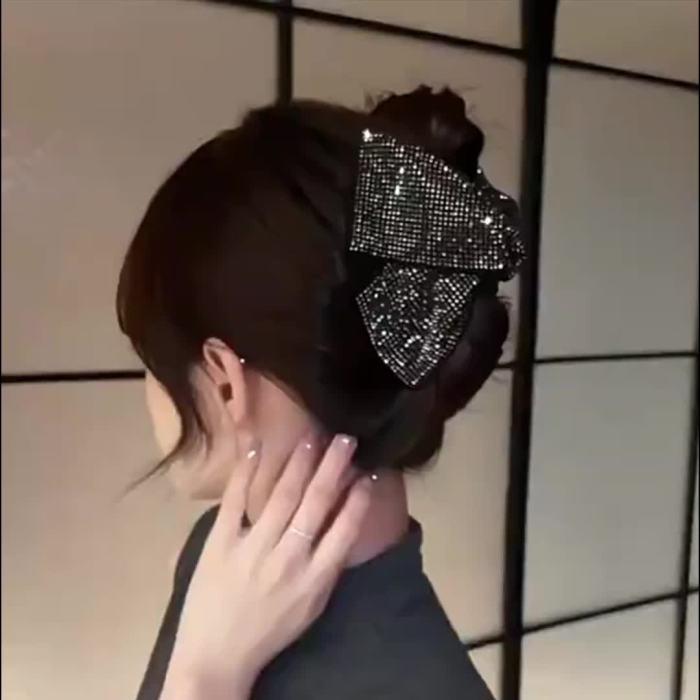 1pc Rhinestone Hair Clip 1pc Large Sparkling Rhinestone Hair Clip - Elegant Retro Triangular Hairpin with Shiny Bow for Women, Secure Hold for Thick Hair, Valentine's Day Gift, Everyday & Special Occasions (No Damage Hair Clip)
