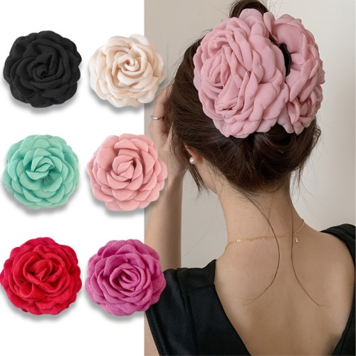 6pcs Large Rose Hair Claw Clips Set, Vintage Floral Design, Perfect for Casual Attire, Party, Beach Vacation, And Travel Styling