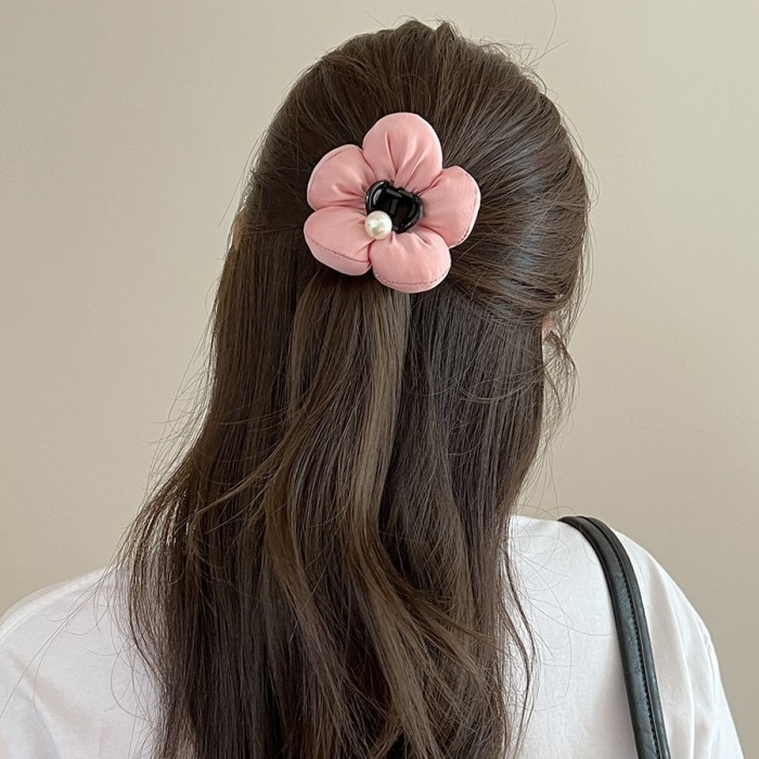 Elegant 3D Floral Hair Clip with Faux - Small Half-Up Shark Clip for Women, Secure Hold for Half-Up Styles, Black Flower Bud Hair Accessory for Casual & Formal Events, Hair Accessories for, Formal Event Hairpiece, Sophisticated Design, Durable Hairpiece