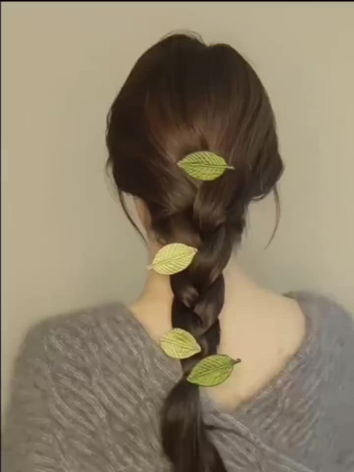 8pcs (4 Yellow + 4 Green) | Stylish Snap Clips | Wear the Beauty of Nature | Delicate Embroidered Leaf Hairpins, Hair Accessories, Natural Aesthetic, Elegant Hairpins, Intricate Embroidery, Natureinspired Hairpins, Fashion Lovers