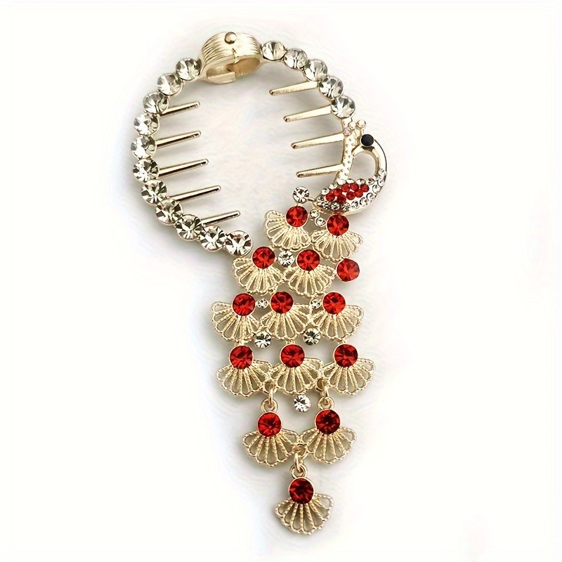 Elegant Peacock Hair Clip - Sparkling Metal Bun Holder for Women & Girls, Perfect for Valentine's Day, New Year's Parties & Photo Props