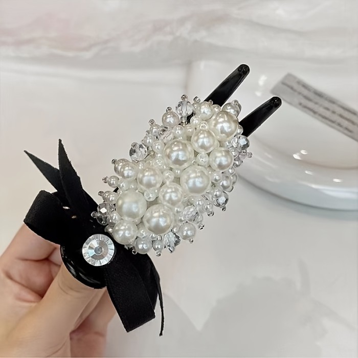 Women's Large Hair Clip - Elegant Floral-like design with Beads, Secure hold for updos, weddings, proms, Everyday & Formal Events - Vintage Hairpin for Women