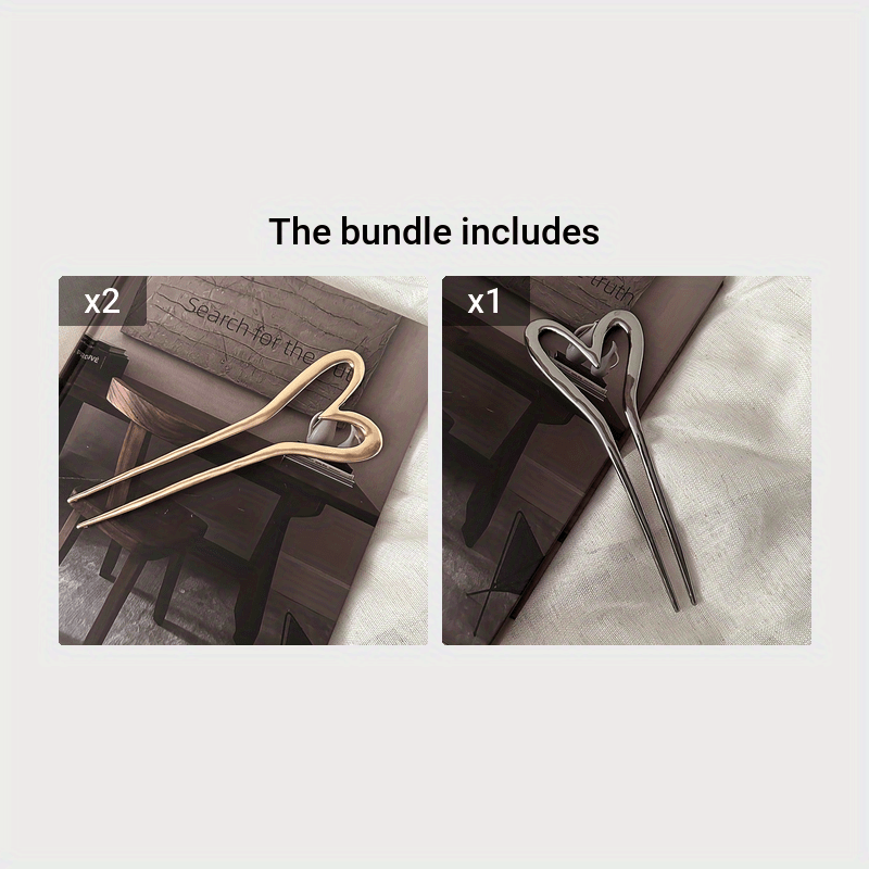 Romantic Heart-Shaped Vintage Hair Pin - Delicate Chic U-Shape Design - Durable Hair Styling Tool For Women - Perfect Everyday Accessory And Special Gift Idea