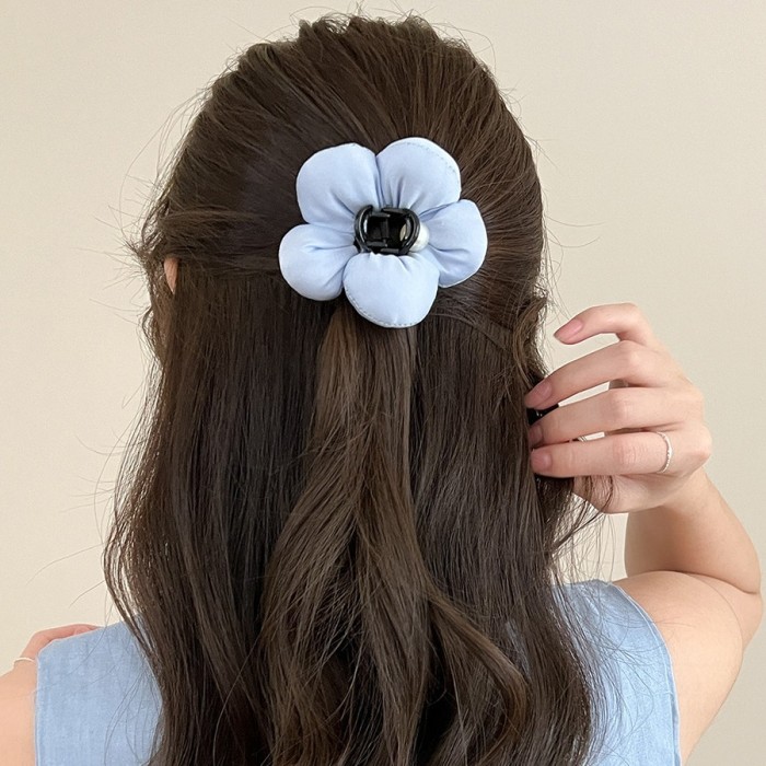 Elegant 3D Floral Hair Clip with Faux - Small Half-Up Shark Clip for Women, Secure Hold for Half-Up Styles, Black Flower Bud Hair Accessory for Casual & Formal Events, Hair Accessories for, Formal Event Hairpiece, Sophisticated Design, Durable Hairpiece