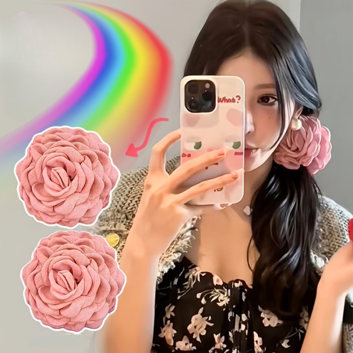 6pcs Large Rose Hair Claw Clips Set, Vintage Floral Design, Perfect for Casual Attire, Party, Beach Vacation, And Travel Styling