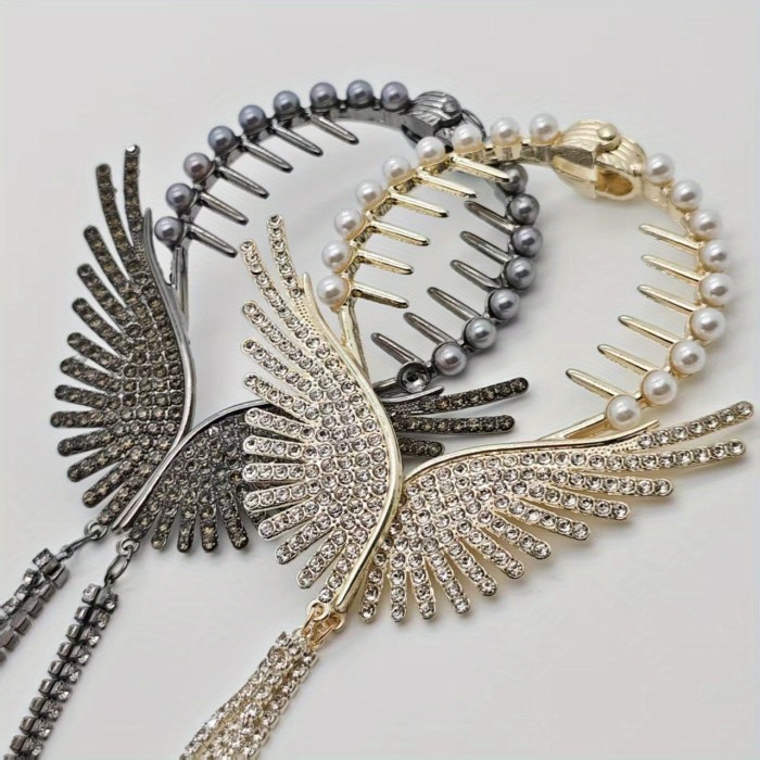 1pc Innovative Sparkling Butterfly Wings Tassel Hair Clip - Elegant Rhinestone And Decorative Ponytail, Chic Headwear for Women And s, Cute\u002Fsweet Style, Special Occasion Accessory, Perfect Gift for Wife, Daughter, Mother, Friend!