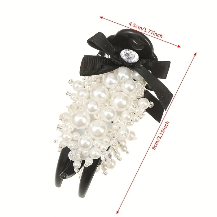 Women's Large Hair Clip - Elegant Floral-like design with Beads, Secure hold for updos, weddings, proms, Everyday & Formal Events - Vintage Hairpin for Women