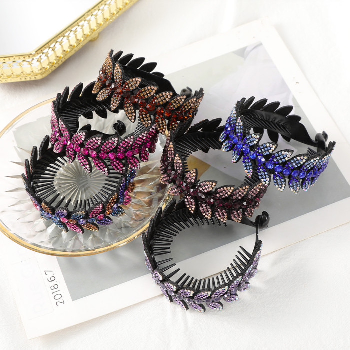 1pc Women's Elegant Rhinestone Leaf Hair Clip - Non-Slip Grip Ponytail Bun Holder, Sparkling Leaf Design Hair Claw for Wedding, Party, Everyday - Perfect Gift for Women (No Feathers), Cute Hair Accessories, Wedding Hairpiece, Vibrant Design