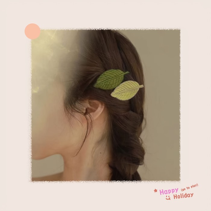 8pcs (4 Yellow + 4 Green) | Stylish Snap Clips | Wear the Beauty of Nature | Delicate Embroidered Leaf Hairpins, Hair Accessories, Natural Aesthetic, Elegant Hairpins, Intricate Embroidery, Natureinspired Hairpins, Fashion Lovers